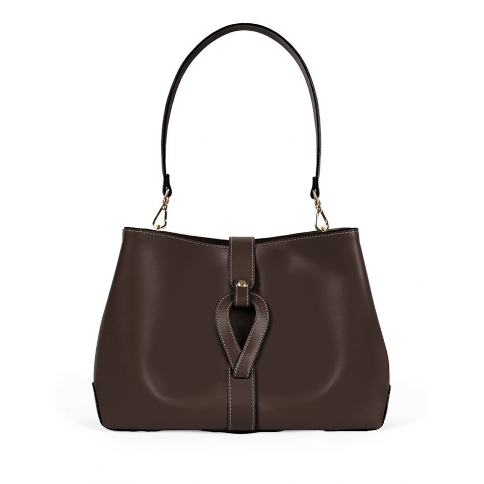 'Volute le Sac' Cabas Cuir Nappa Chocolat et Or