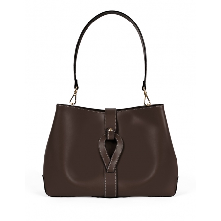'Volute le Sac' Leather Tote bag Chocolate & Gold