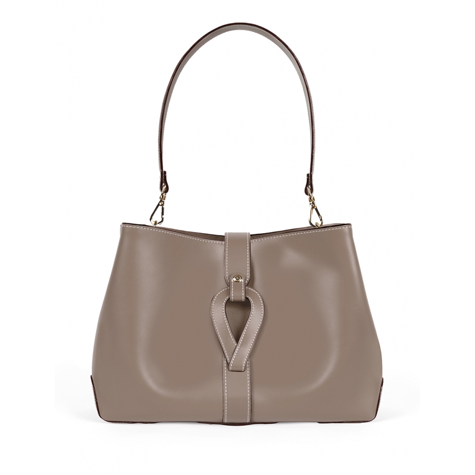 'Volute le Sac' Cabas Cuir Nappa Taupe et Or