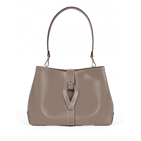 'Volute le Sac' Cabas Cuir Nappa Taupe et Or