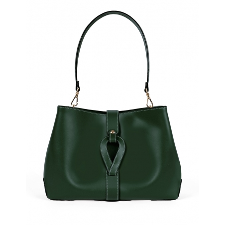 'Volute le Sac' Leather Tote bag Dark Green & Gold