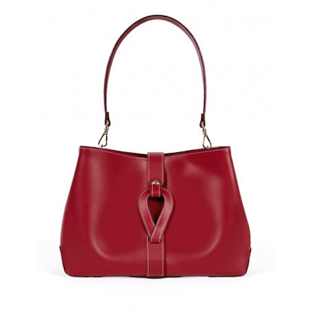 'Volute le Sac' Leather Tote bag Dark Red & Gold