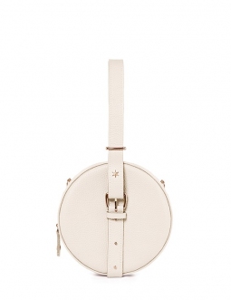 'Macaron' Sac à main Rond Cuir Nappa Crème