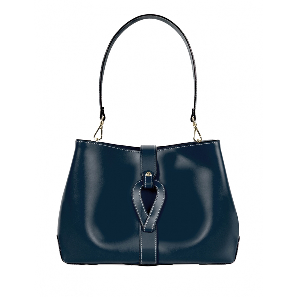 'Volute le Sac' Cabas Cuir Nappa Bleu nuit et Or
