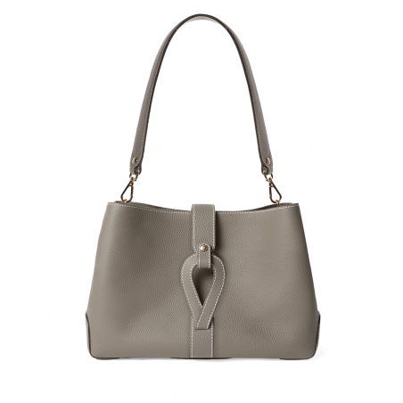 'Volute le Sac' Cabas Cuir Nappa Tourterelle et Or