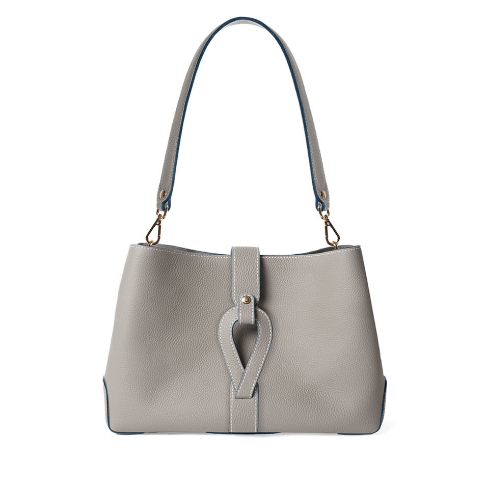 'Volute le Sac' Leather Tote bag Pearl Grey & Gold