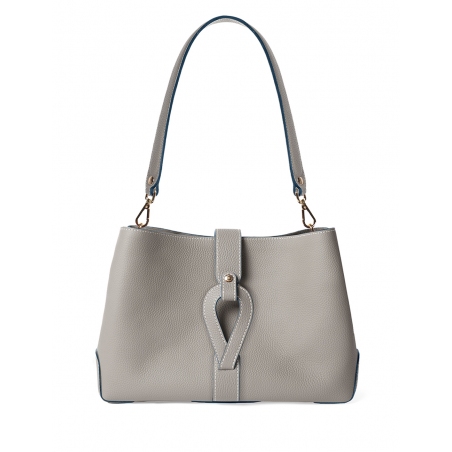 'Volute le Sac' Leather Tote bag Pearl Grey & Gold