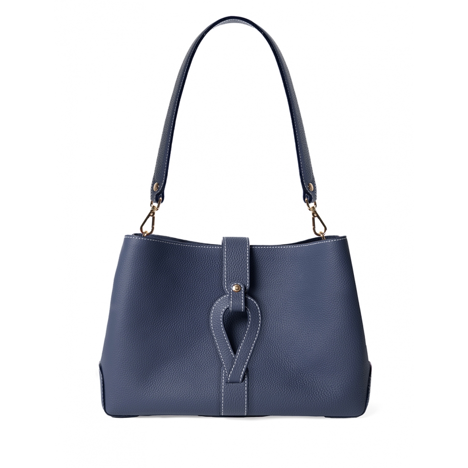 'Volute le Sac' Cabas Cuir Nappa Marine et Or