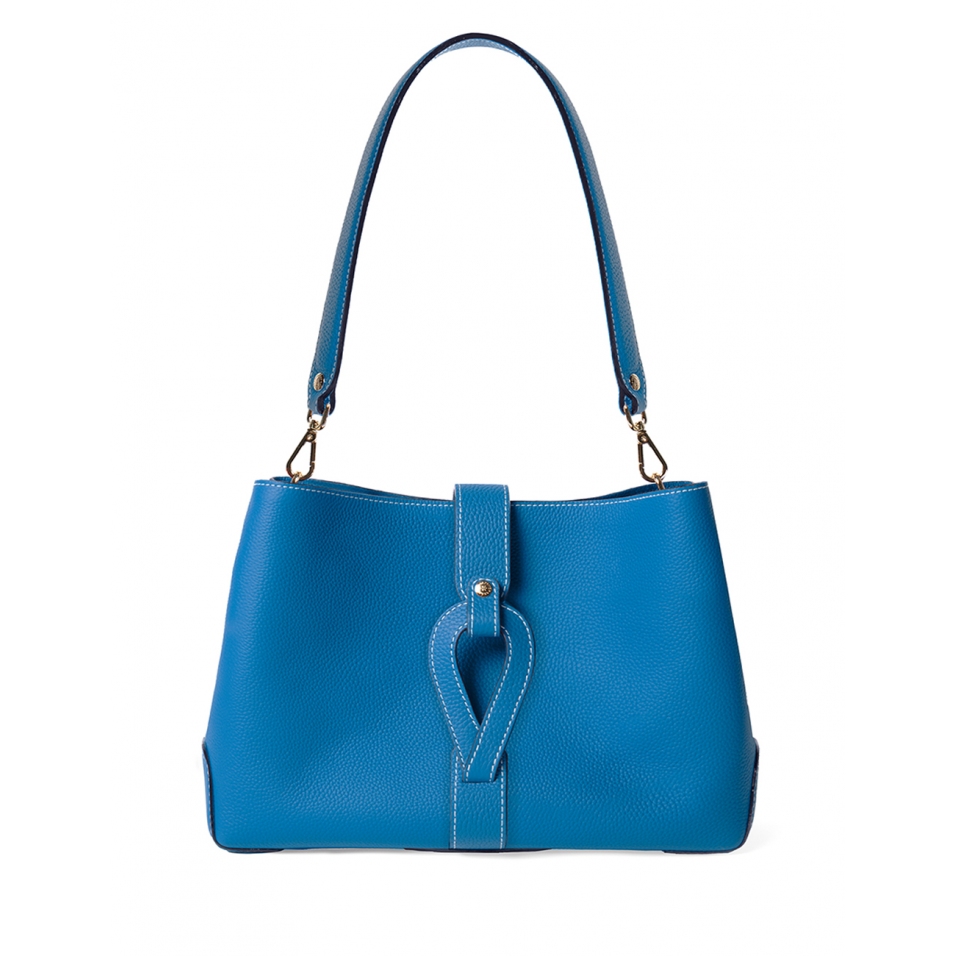 'Volute le Sac' Leather Tote bag Cyan & Gold