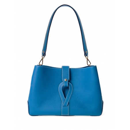 'Volute le Sac' Cabas Cuir Nappa Cyan et Or