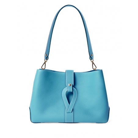 'Volute le Sac' Leather Tote bag Sky Blue & Gold