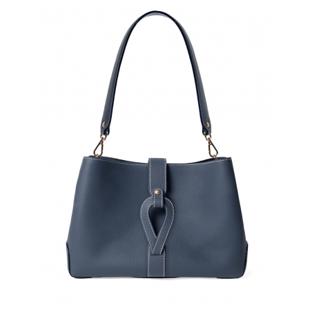 'Volute le Sac' Cabas Cuir Nappa Bleu Nuit et Or
