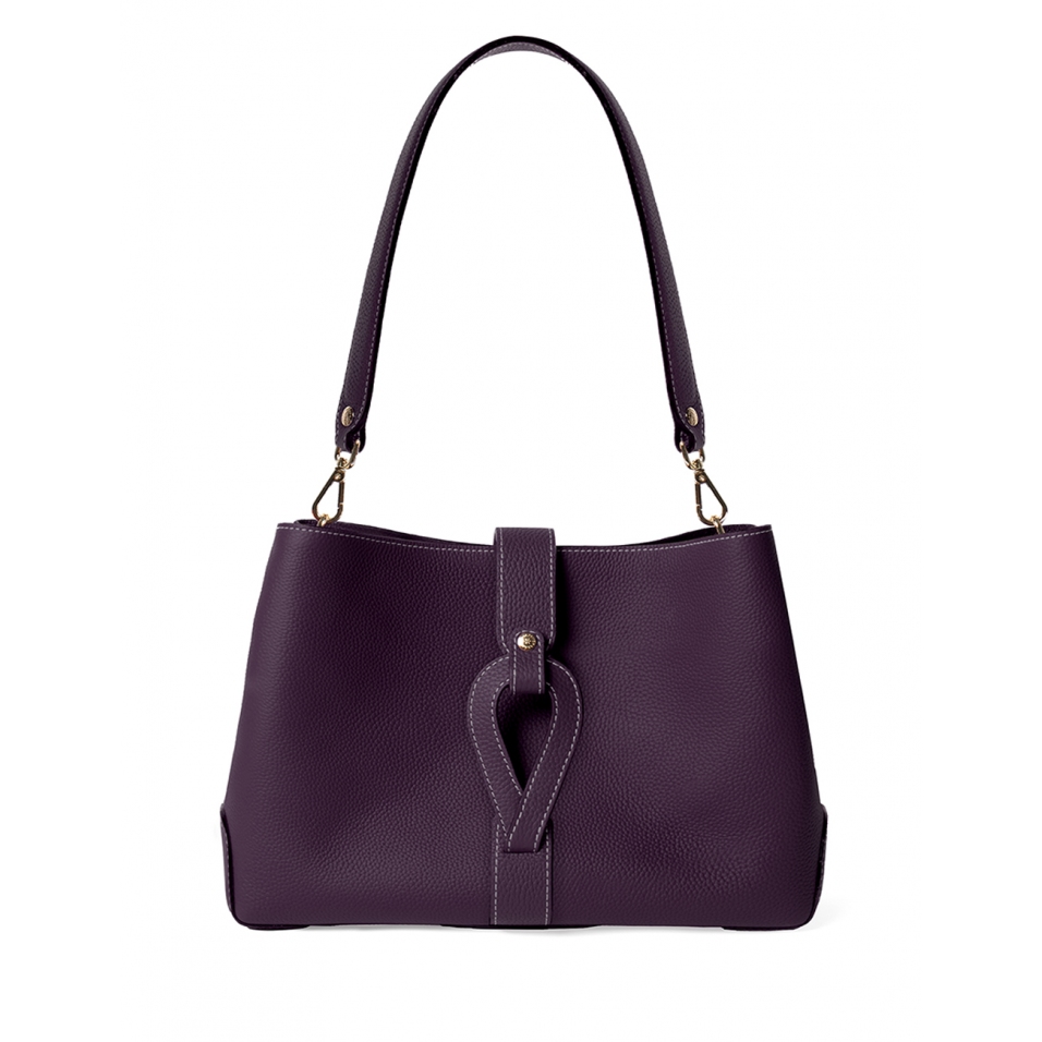 'Volute le Sac' Leather Tote bag Dark Purple & Gold