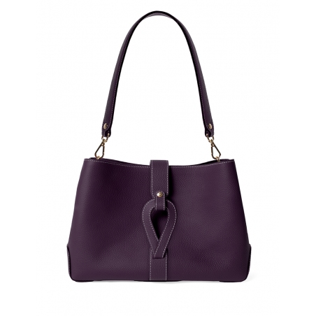 'Volute le Sac' Leather Tote bag Dark Purple & Gold