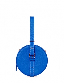 'Macaron' Sac à main Rond Cuir Nappa Cyan