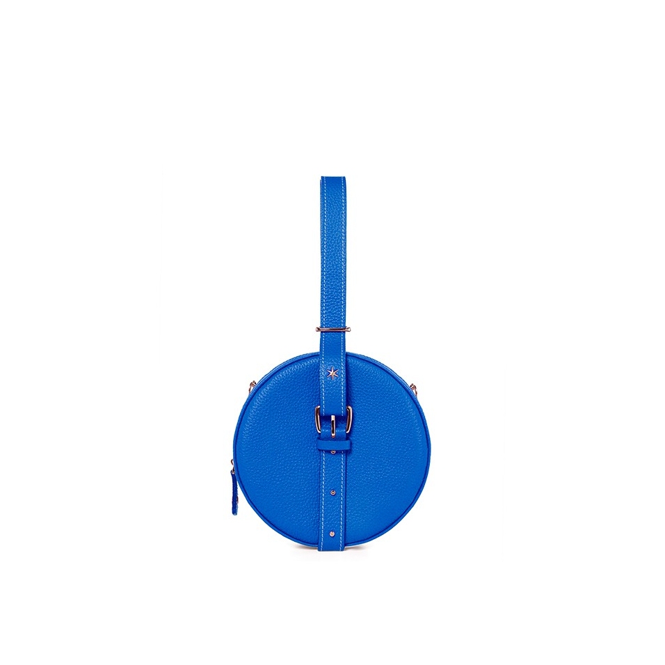 'Macaron' Sac à main Rond Cuir Nappa Cyan