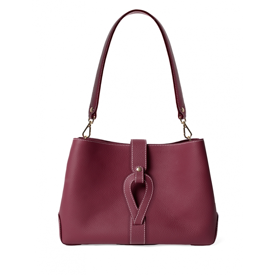 'Volute le Sac' Leather Tote bag Dark Red & Gold