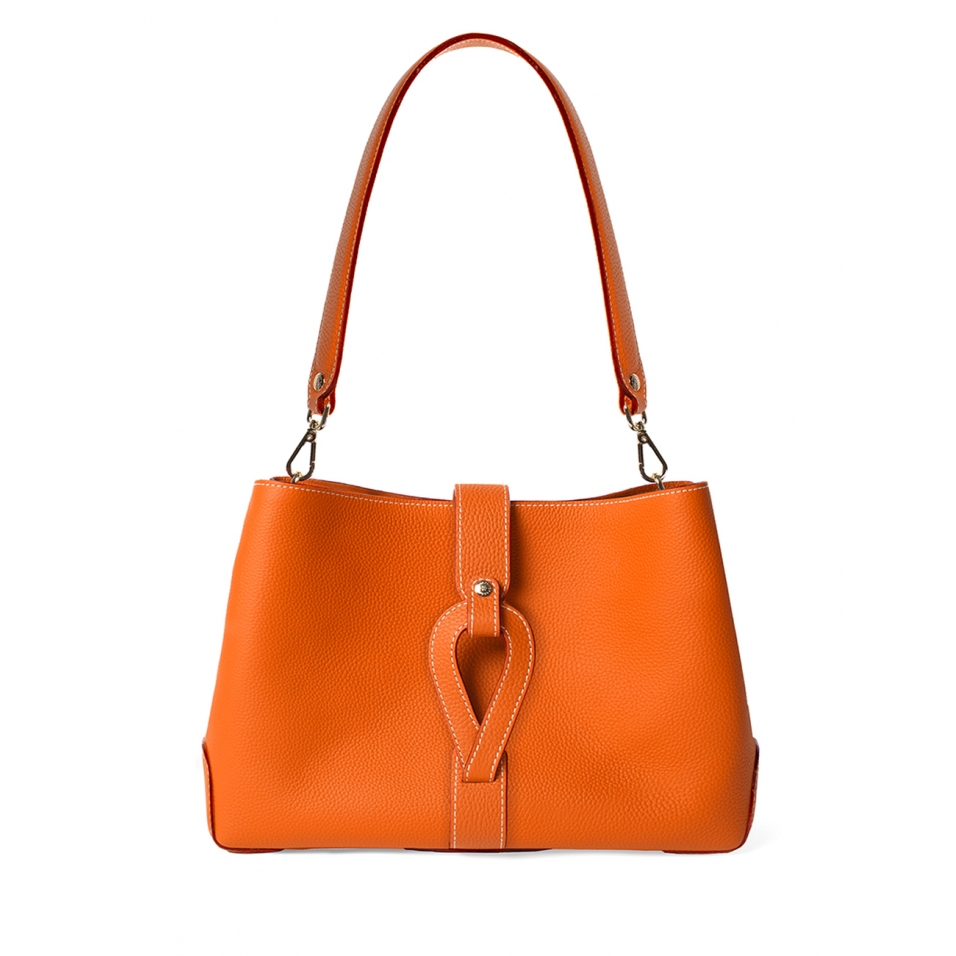 'Volute le Sac' Cabas Cuir Nappa Orange et Or