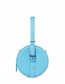 'Macaron' Sac à main Rond Cuir Nappa Azur