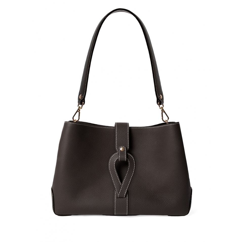 'Volute le Sac' Cabas Cuir Nappa Chocolat et Or