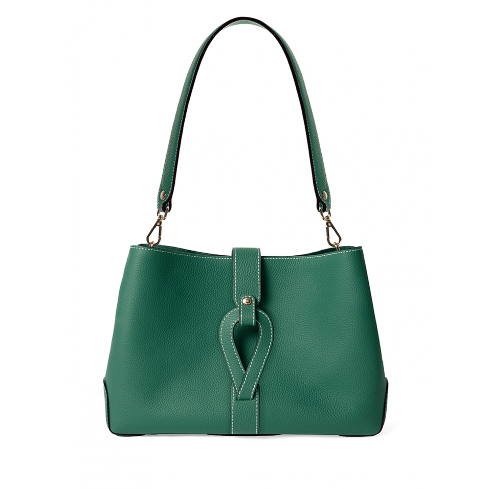 'Volute le Sac' Cabas Cuir Nappa Vert Pin et Or