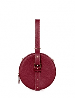 'Macaron' Sac à main Rond Cuir Nappa Bordeaux