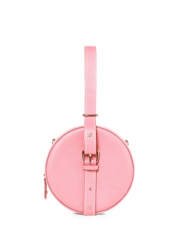 'Macaron' Sac à main Rond Cuir Nappa Rose Poudré