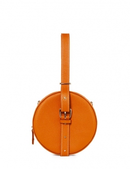'Macaron' Sac à main Rond Cuir Nappa Orange