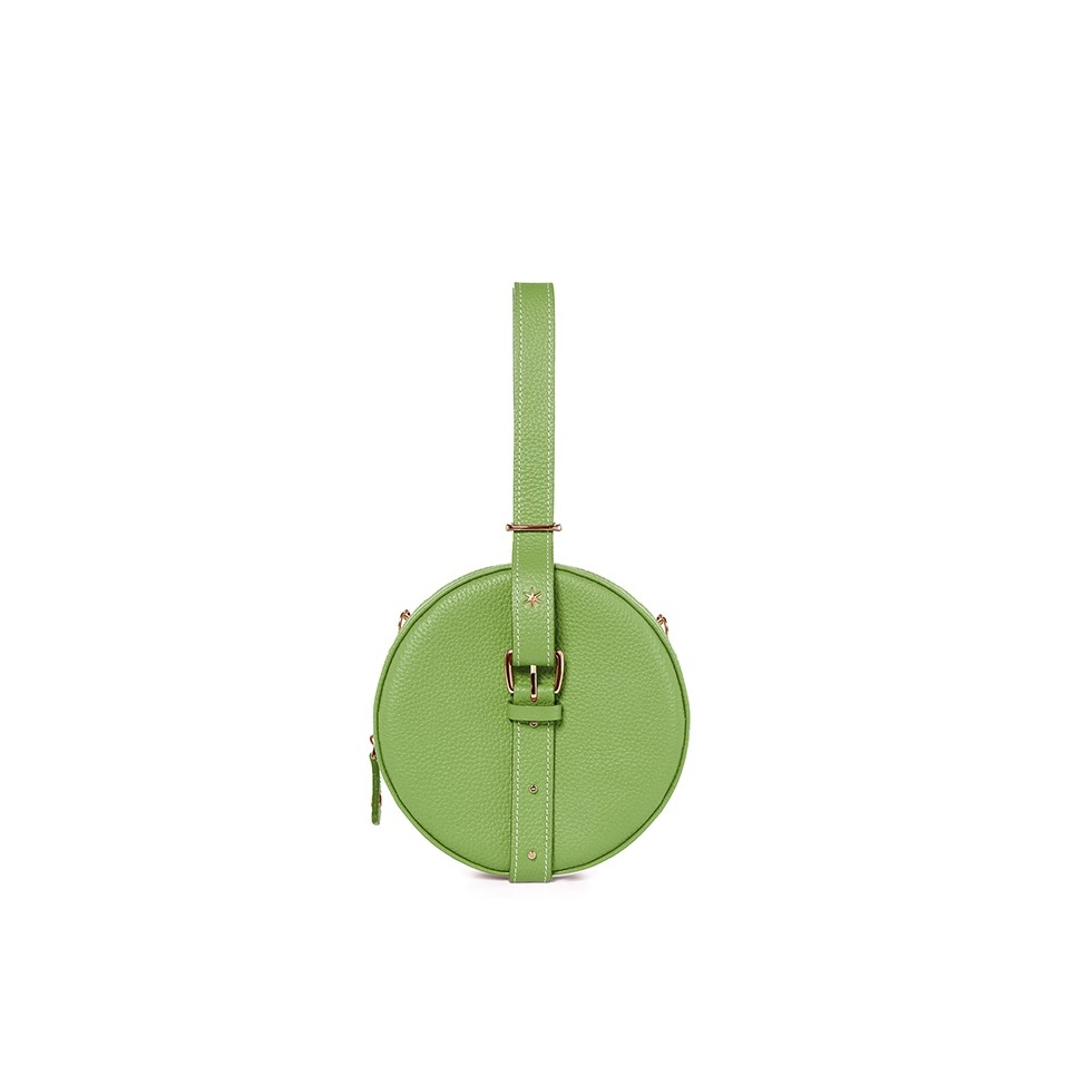 'Macaron' Sac à main Rond Cuir Nappa Asperge