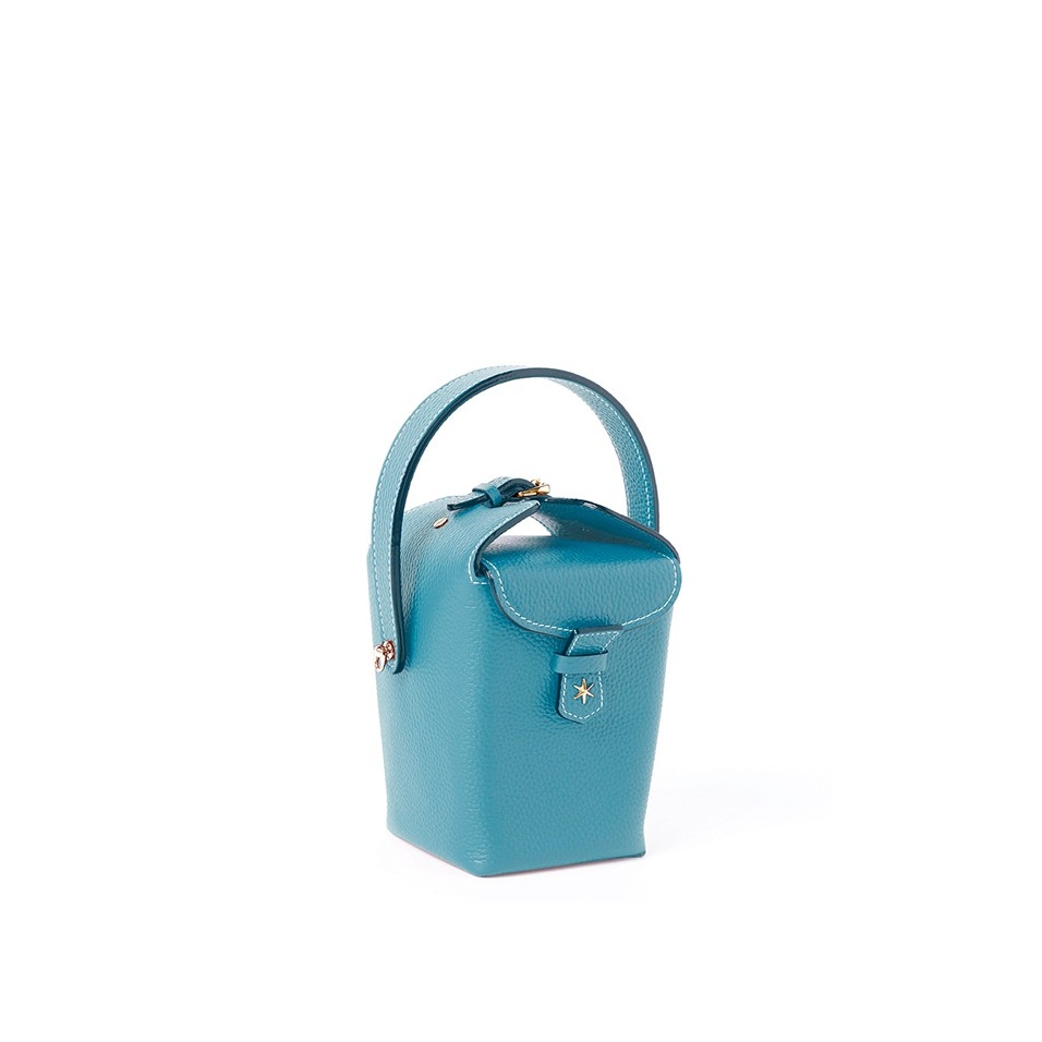 'Tuilerie' Sac à main Seau Cuir Indigo & or