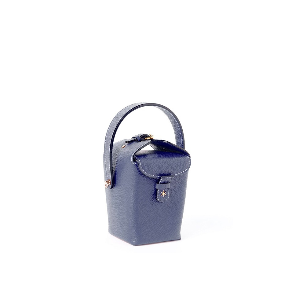 Tuilerie' Sac à main Seau Cuir Nappa  Bleu Nuit & Or