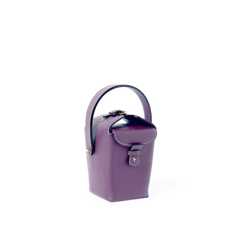 'Tuilerie' Sac à main Seau Cuir Nappa  Cassis & Or