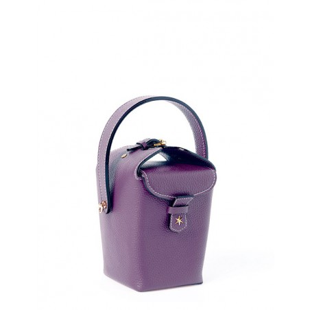 'Tuilerie' Nappa Leather handbag Dark Purple & Gold