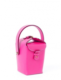 'Tuilerie' Sac à main Seau Cuir Nappa Fuchsia & Or