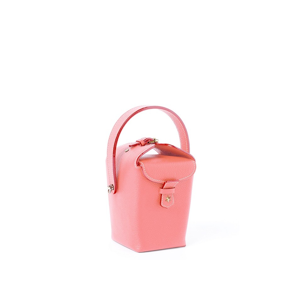 'Tuilerie' Sac à main Seau Cuir Nappa Pastèque & Or