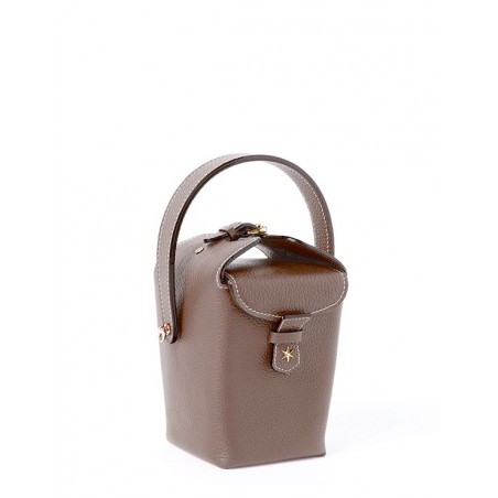 'Tuilerie' Nappa Leather handbag Chocolate & Gold