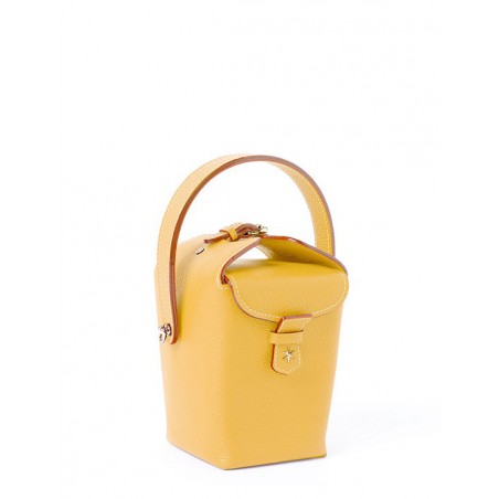 'Tuilerie' Nappa Leather handbag Moutarde & Gold