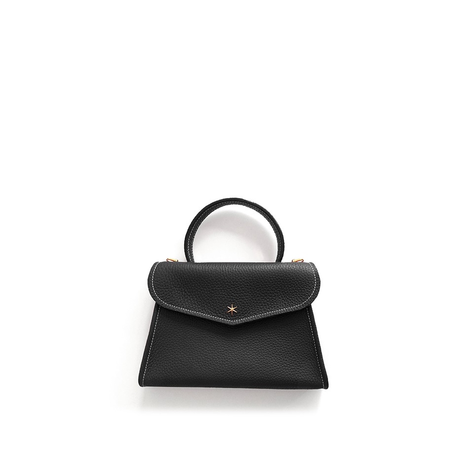 'Chantilly' Sac à main Cuir Nappa Noir & Or