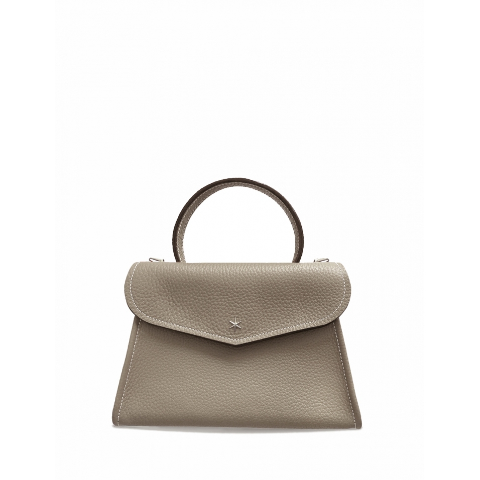 'Chantilly' Sac à main Cuir Nappa Tourterelle & Or