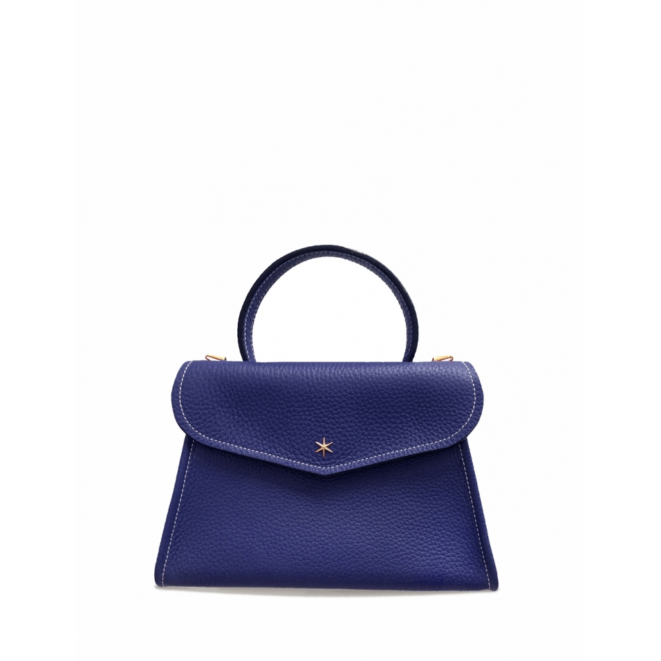 'Chantilly' Sac à main Cuir Nappa Marine & Or