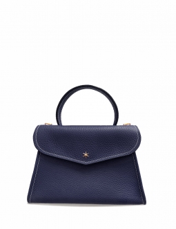 'Chantilly' Sac à main Cuir Nappa Bleu Nuit & Or