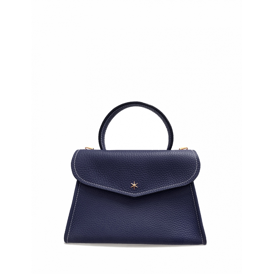 'Chantilly' Sac à main Cuir Nappa Bleu Nuit & Or