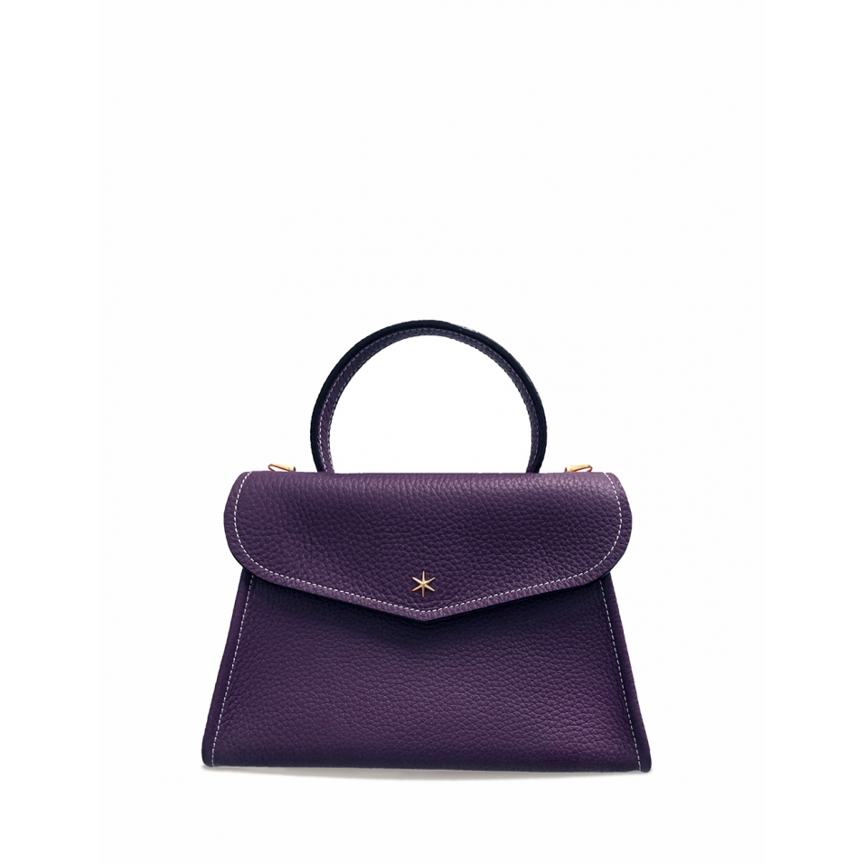 'Chantilly' Sac à main Cuir Nappa Cassis & Or
