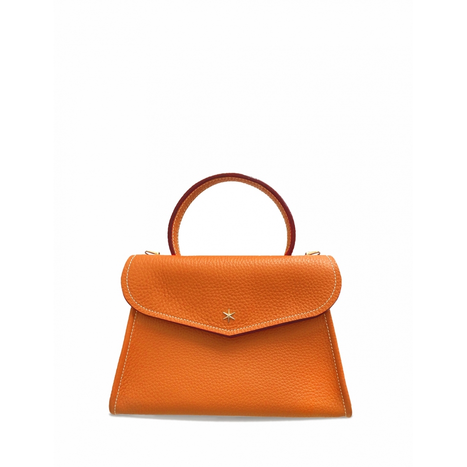 'Chantilly' Sac à main Cuir Nappa Orange & Or