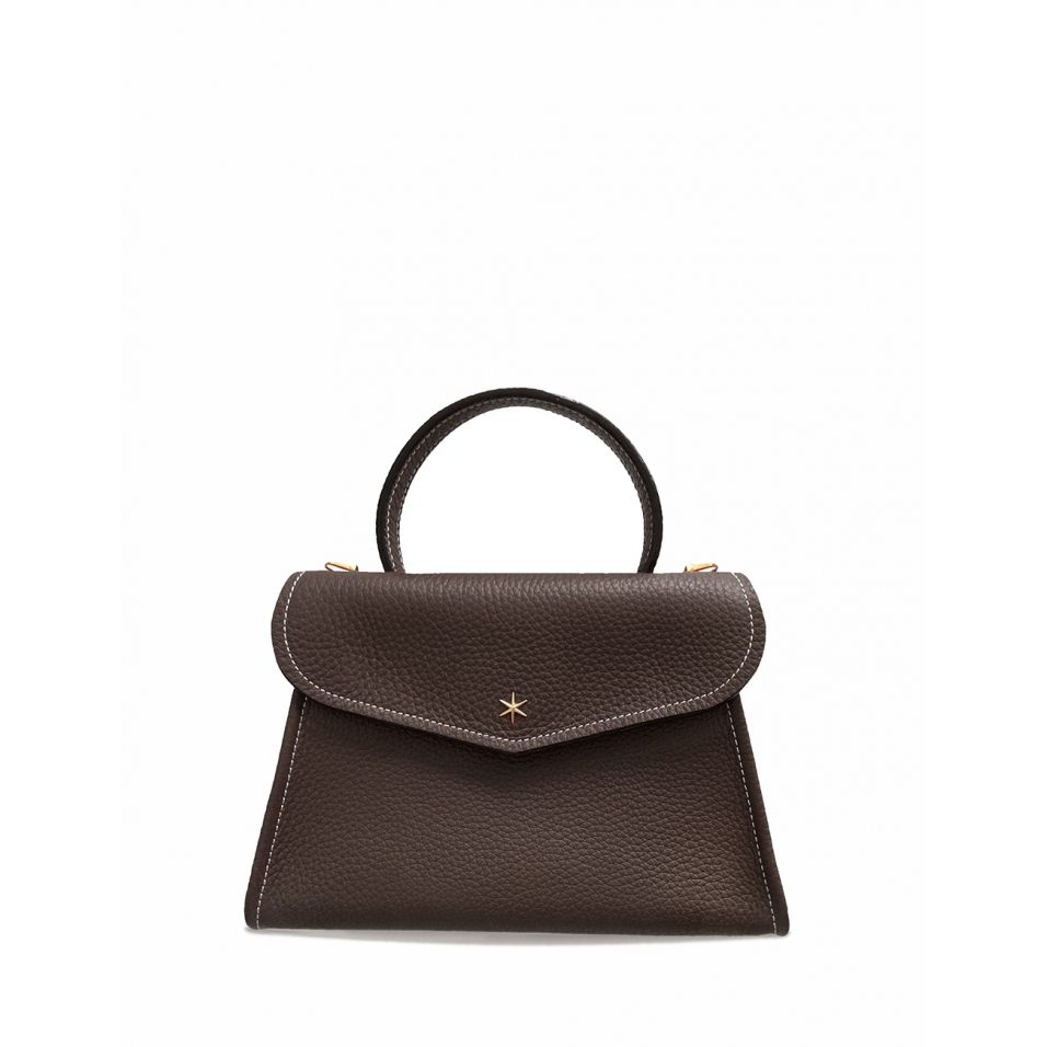 'Chantilly' Sac à main Cuir Nappa Chocolat & Or