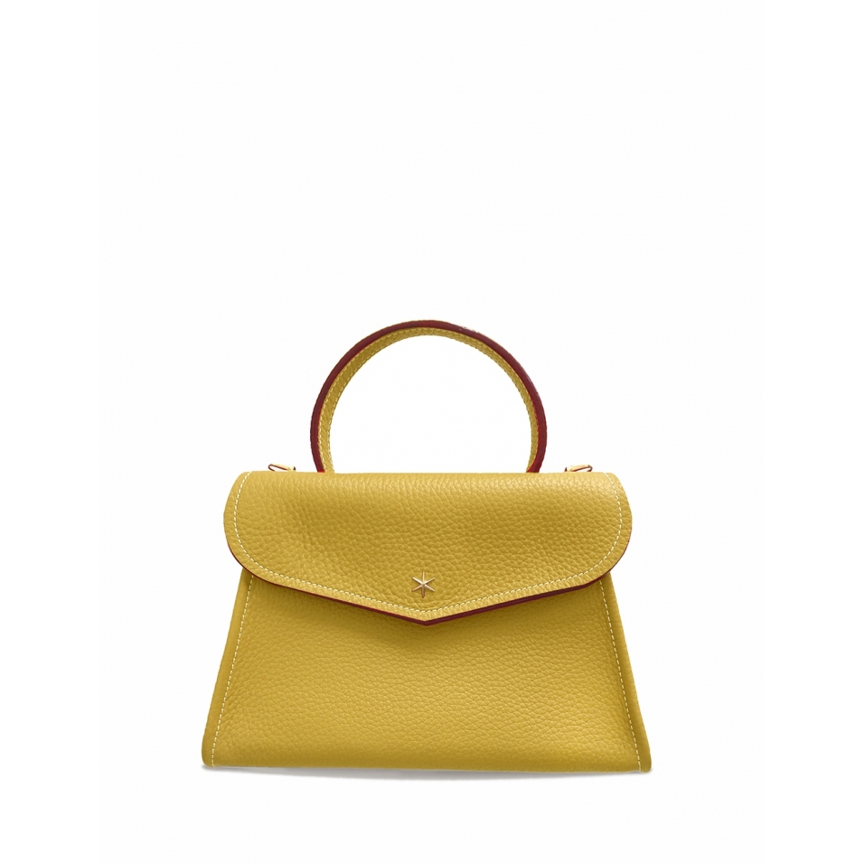 'Chantilly' Sac à main Cuir Nappa Moutarde & Or