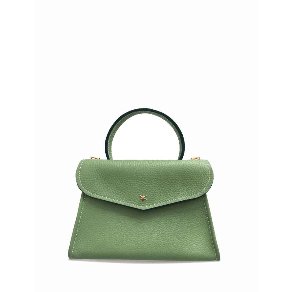 'Chantilly' Sac à main Cuir Nappa Asperge & Or