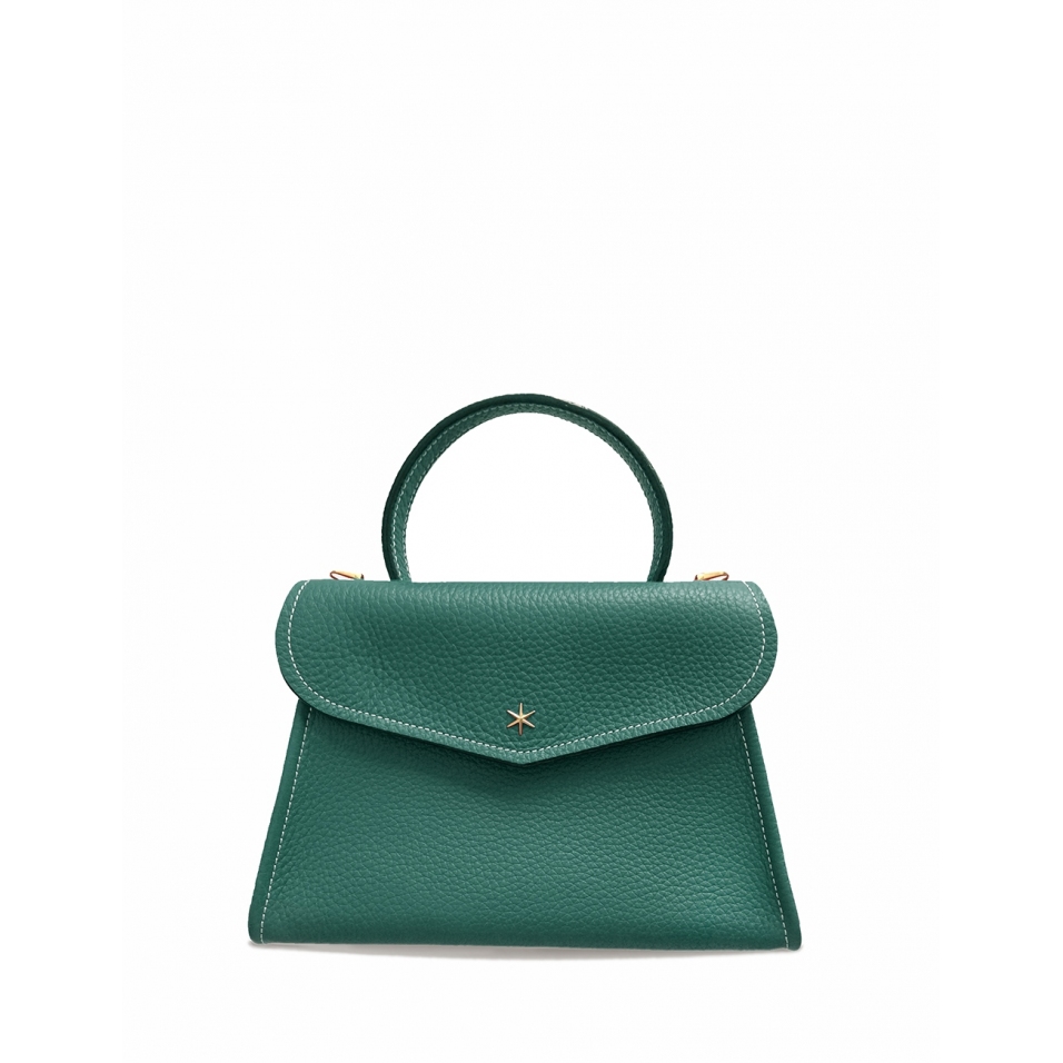 'Chantilly' Sac à main Cuir Nappa Vert Pin & Or