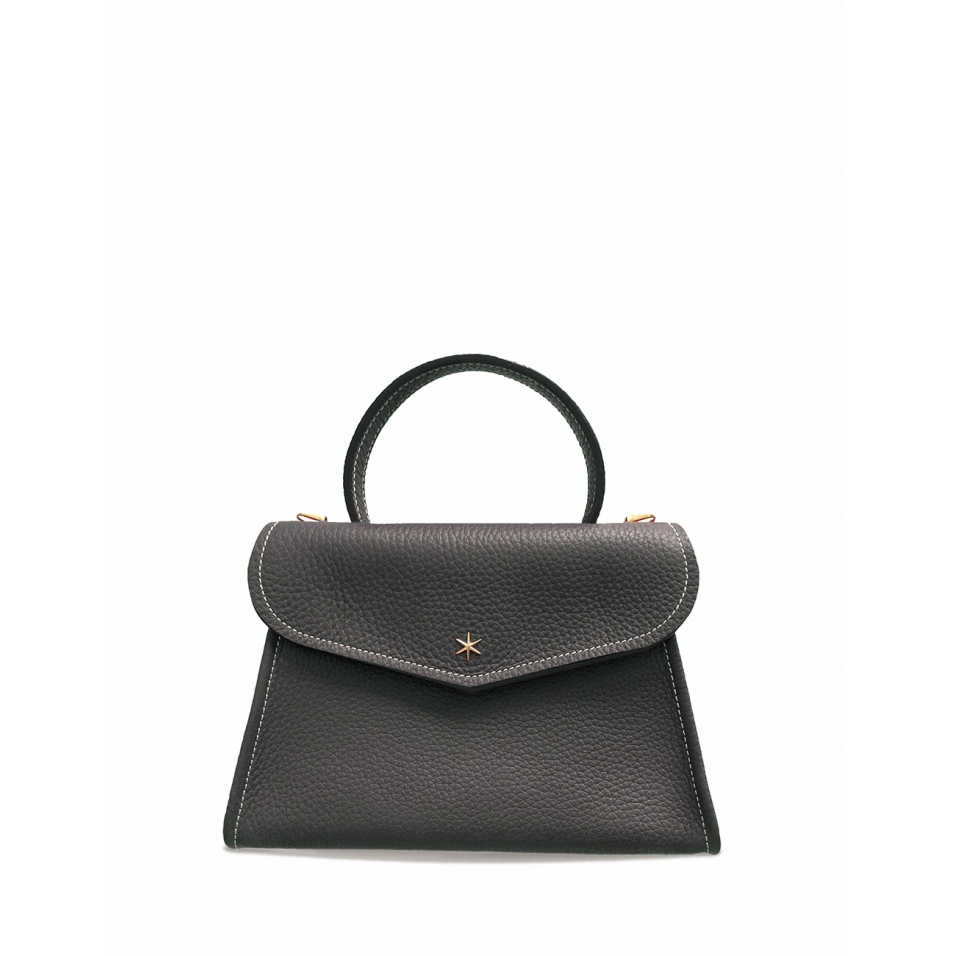 'Chantilly' Sac à main Cuir Nappa Ardoise & Or