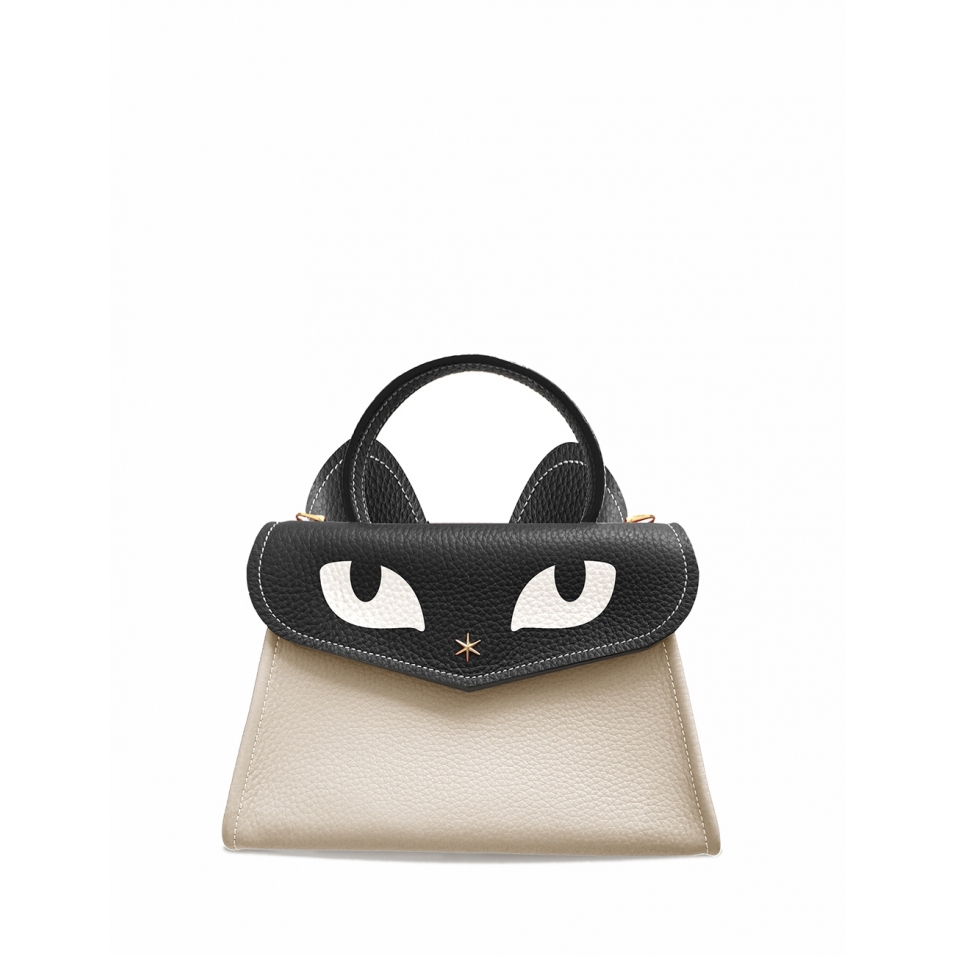 'Chantilly Le chat ' Sac à main Cuir Nappa Crème